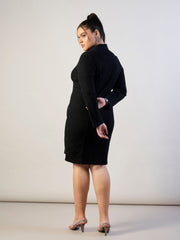 Women Jet Black Denim Short Blazer Dress-SFDRSS13299