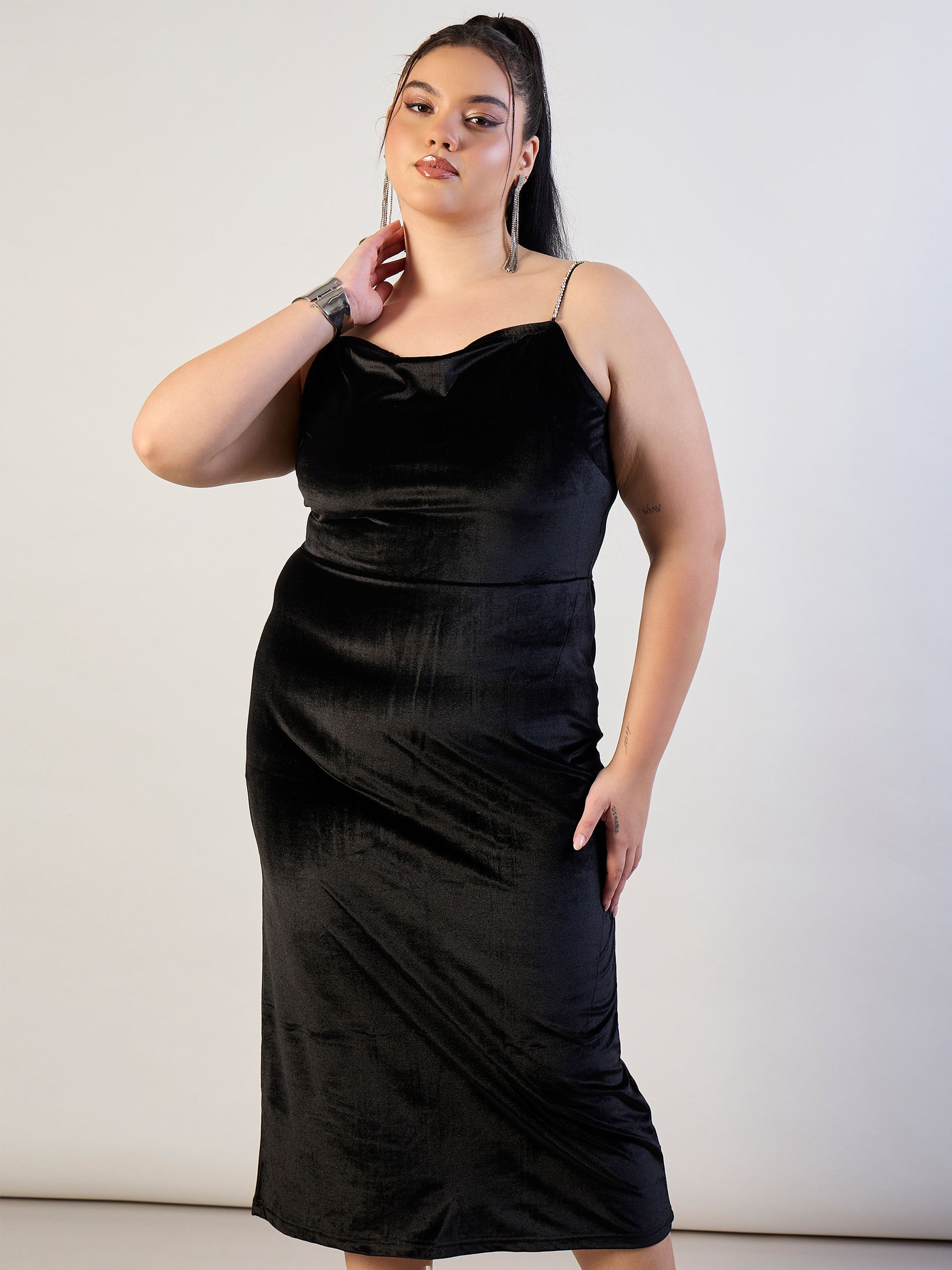ladies black velvet dress Celestial creating a stunning figure ZYM Dance Style, Latin Dance