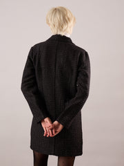 Women Black Tweed Full Sleeve Blazer Dress-SFDRSS13391