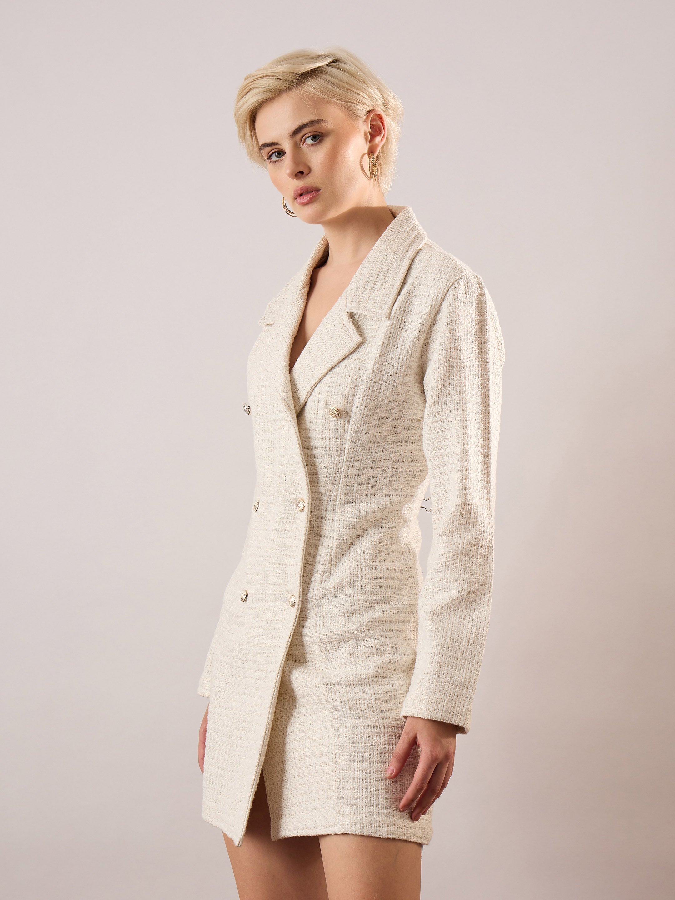 Women White Tweed Full Women's Western Wear-SFDRSS13392
