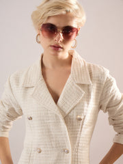 Women White Tweed Full Women's Western Wear-SFDRSS13392