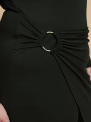 Women Olive Full Sleeves Wrap Dress