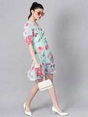 Floral Frill Hem Skater Dress