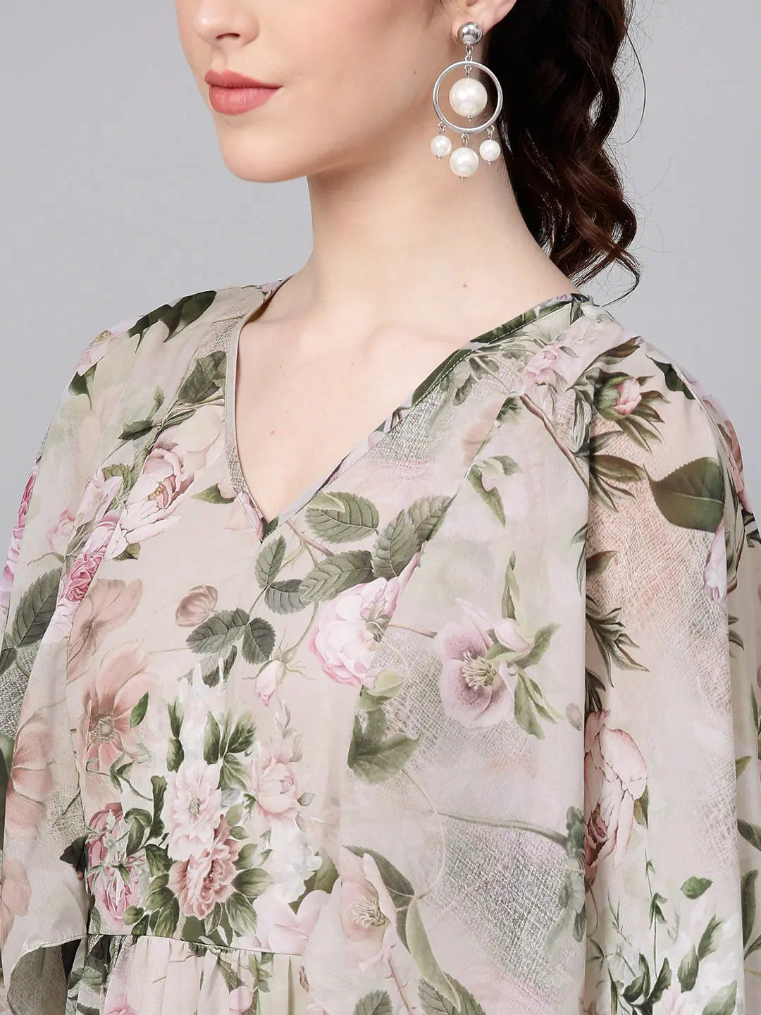 Pista Green Floral Cape Maxi- Inspired Women's Designer Lehenga!