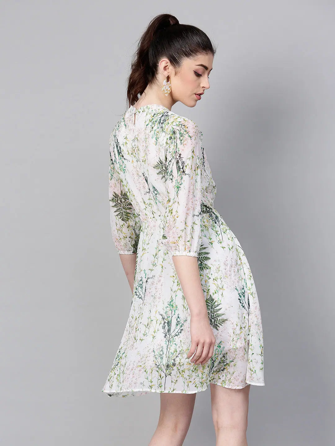 Off-White Floral Skater Dress | Women's Designer Lehenga Look