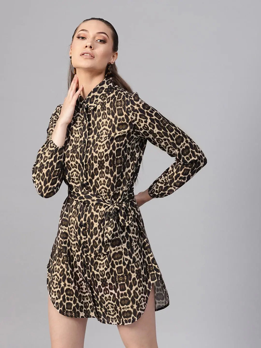 Black Cheetah Shirt Dress | Designer Lehenga Pattern Inspiration