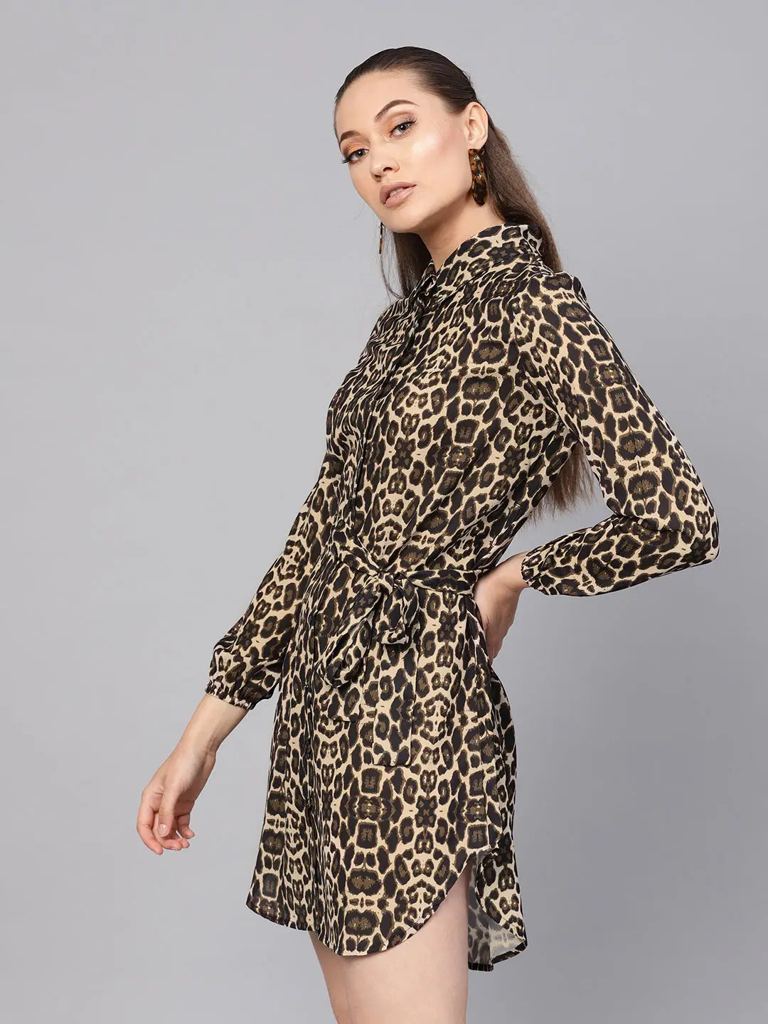 Black Cheetah Shirt Dress | Designer Lehenga Pattern Inspiration
