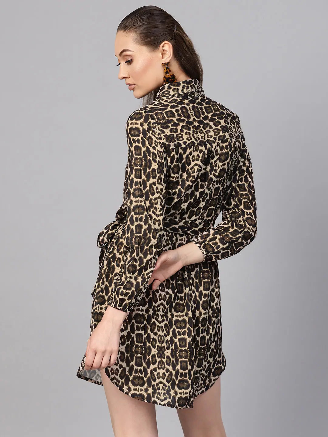 Black Cheetah Shirt Dress | Designer Lehenga Pattern Inspiration