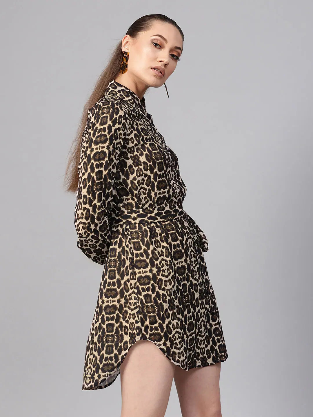 Black Cheetah Shirt Dress | Designer Lehenga Pattern Inspiration