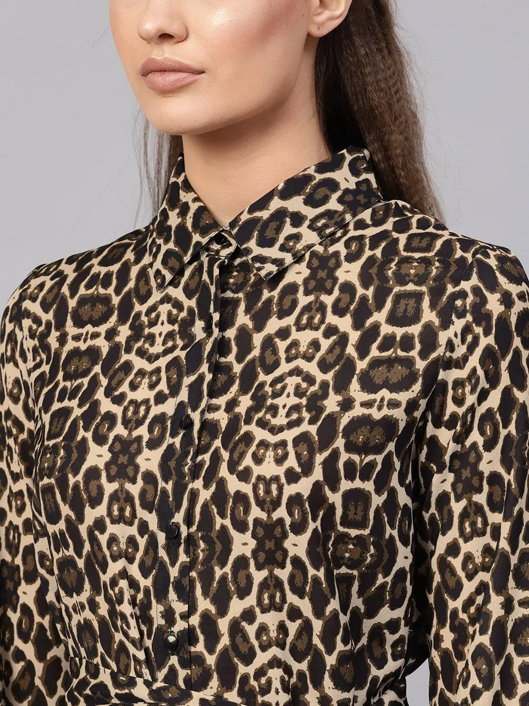 Black Cheetah Shirt Dress | Designer Lehenga Pattern Inspiration