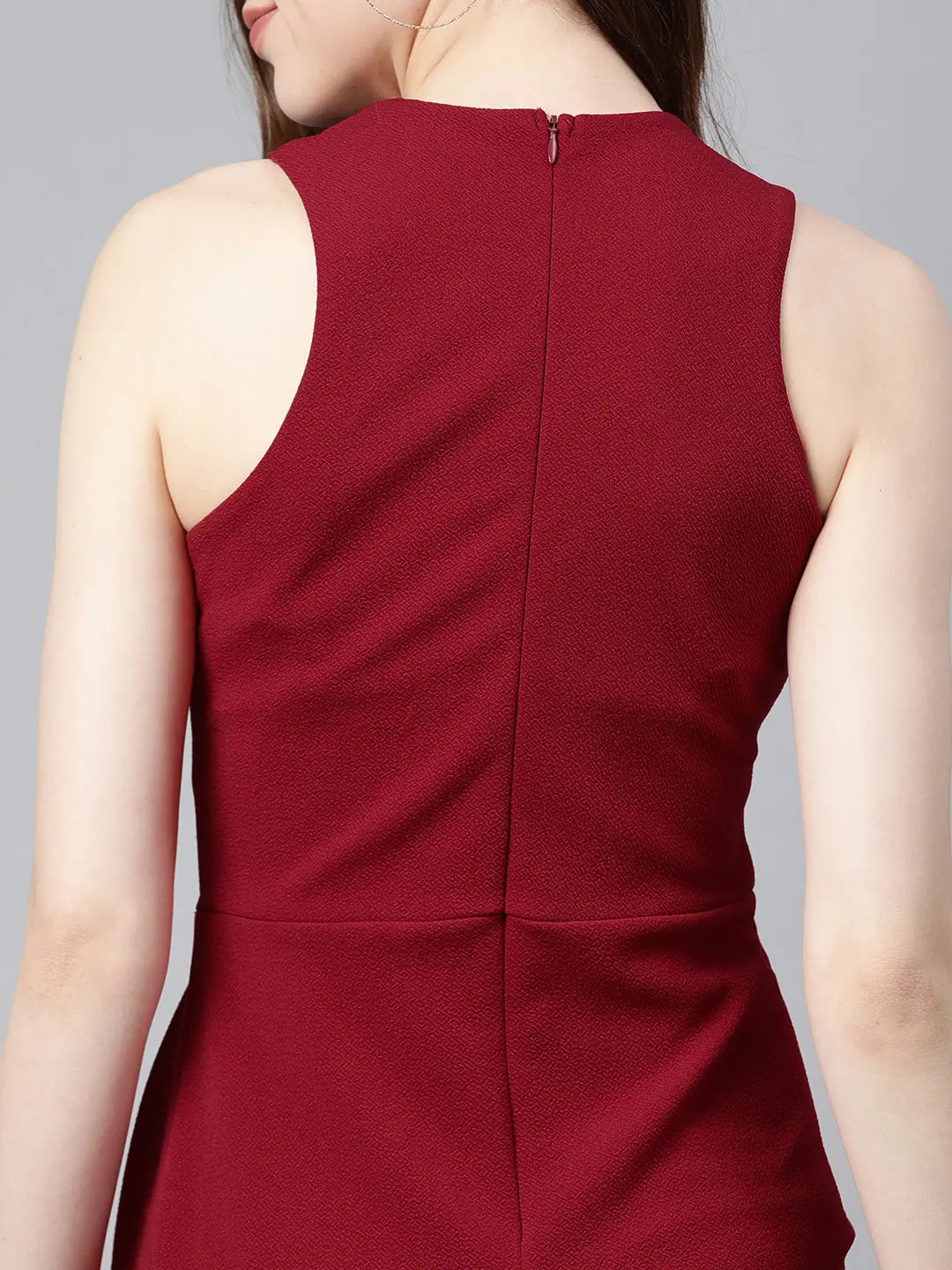 Wine Halter Maxi Dress | Slim Fit Polyester Spandex Fabric