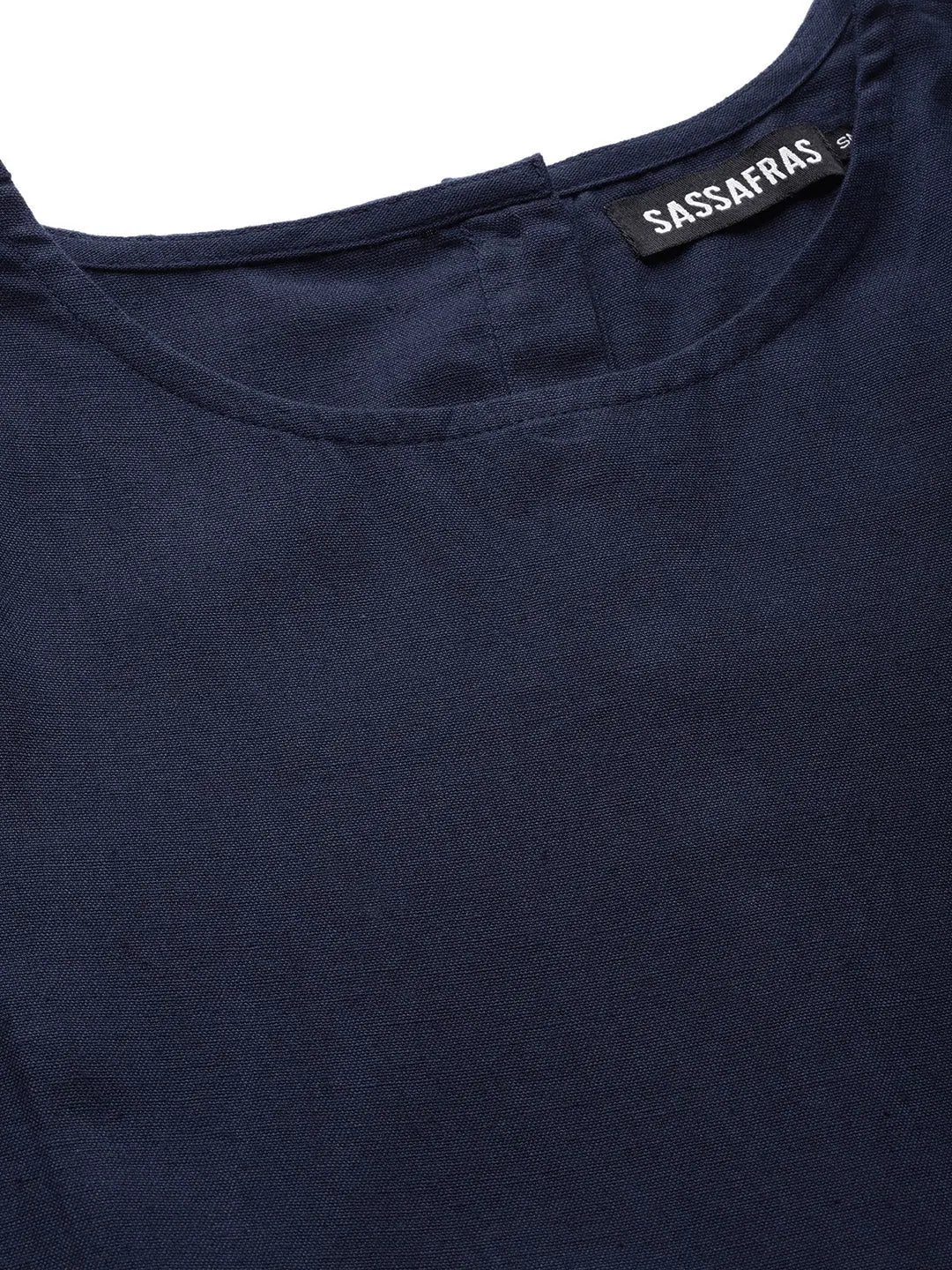 Navy Foil Printed Dress - Fit & Flare Rayon Calf Length