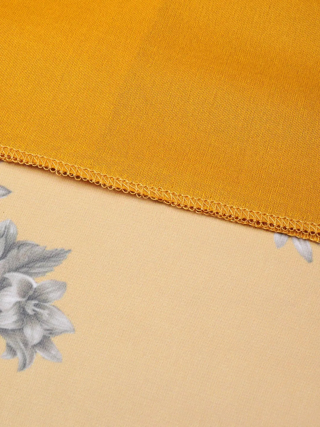 Floral Wrap Dress: Mustard Asymmetric Hem | Midi Length