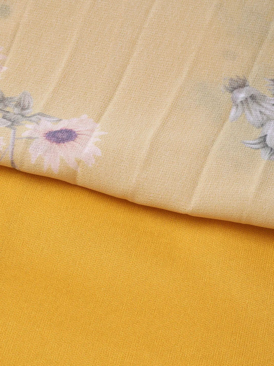 Mustard Floral Pleated Dress | Designer Lehenga Collection