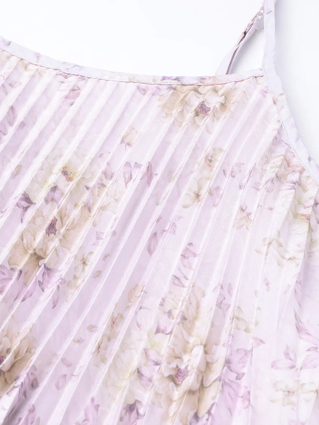 Lavender Floral Maxi Dress - Strappy Pleated Women's Lehenga