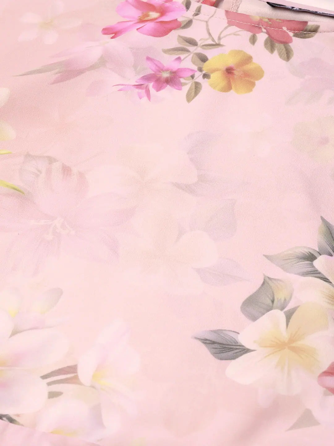 Peach Floral Cut Out Dress - Women's Designer Polyester Midi