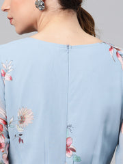 Women Pale Blue Floral Flared Maxi Dress-SFDRSS1811
