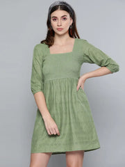 Olive Schiffli Smocking Skater Dress