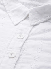 White Schiffli Shirt Dress-SFDRSS1853XS