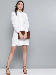 White Schiffli Shirt Dress-SFDRSS1853XS
