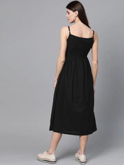 Black Button Strappy Midi