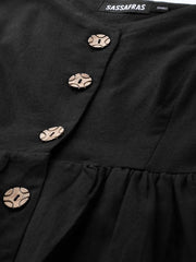 Black Button Strappy Midi
