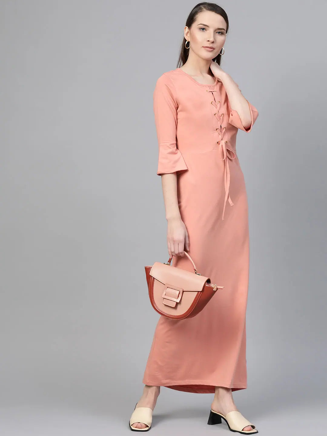 Peach Criss Cross Maxi | Cotton Lehenga for Women