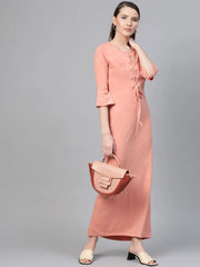 Peach Front Criss Cross Detail Maxi
