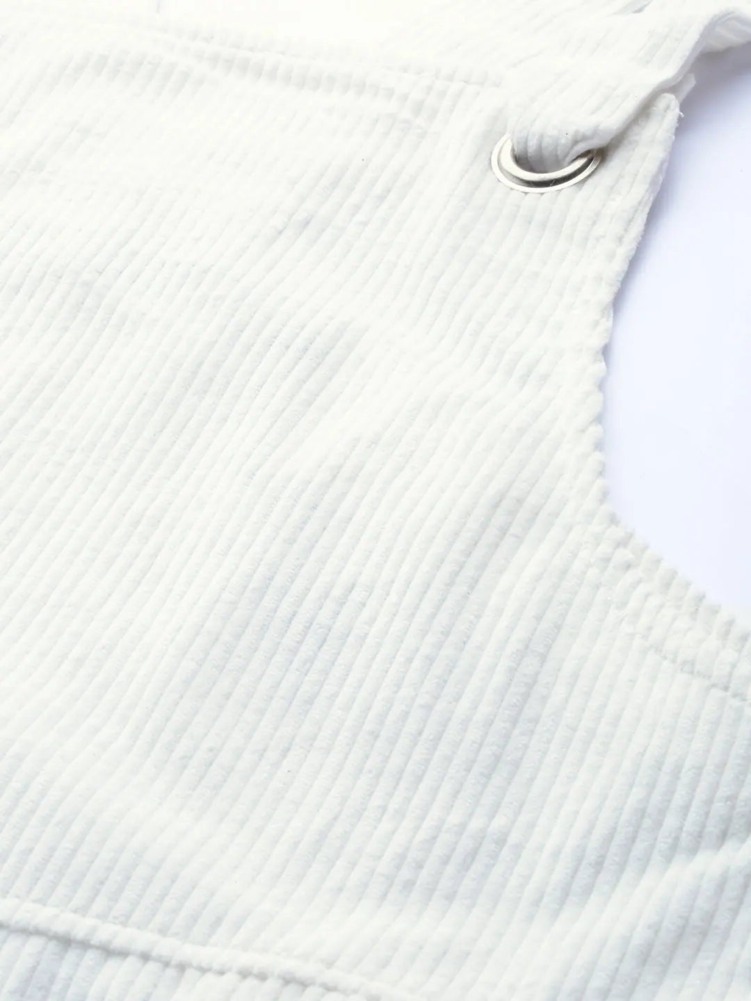 White Corduroy Pinafore Dress | Women's Lehenga Style