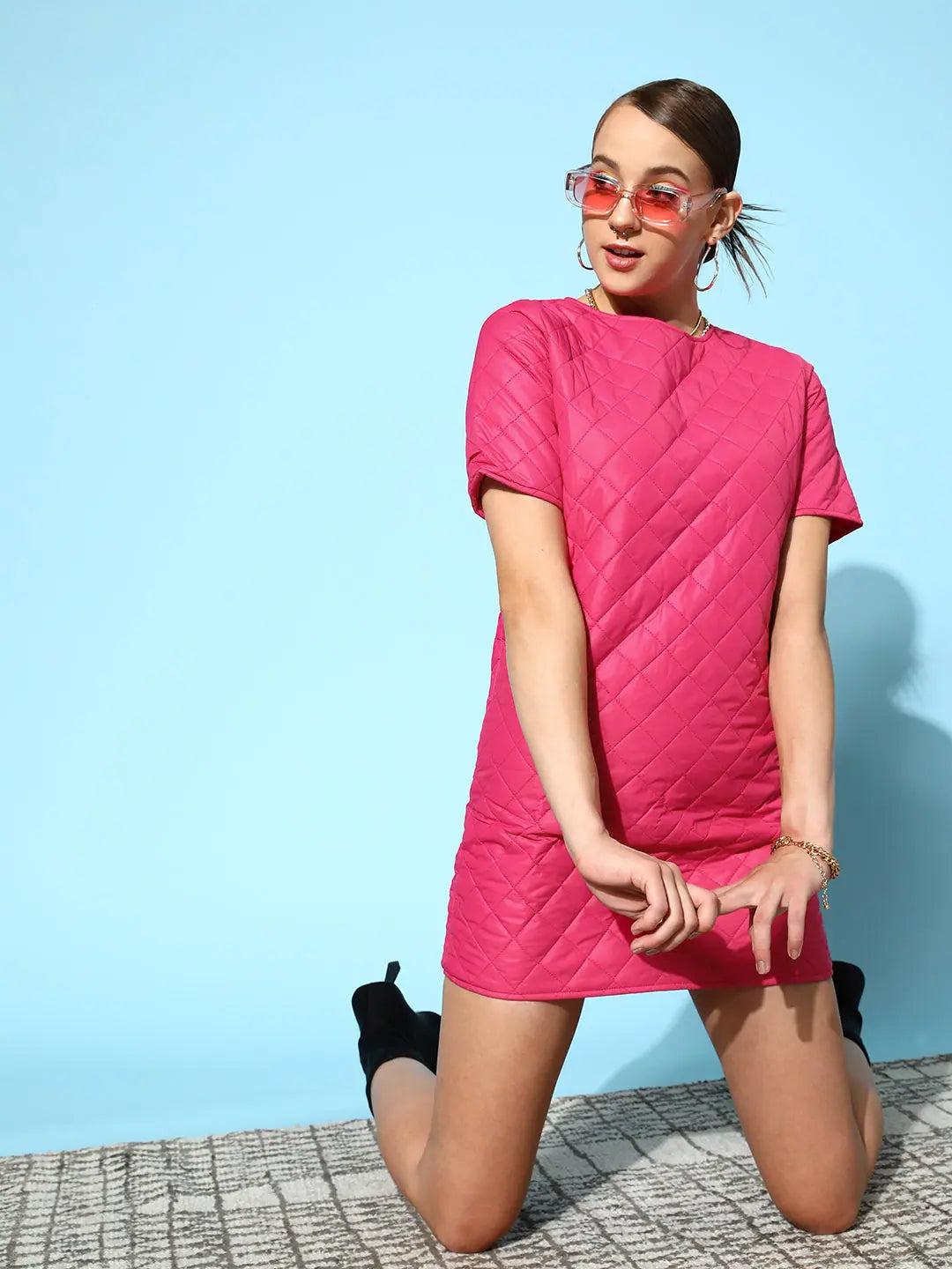 Fuchsia Quilted Shift Dress | Women's Western Clothing