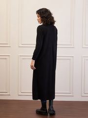 Women Black Front Open Long Shrug-SFJCKT60314