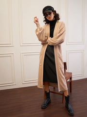 Women Beige Front Open Balloon Sleeve Shrug-SFJCKT60319