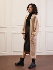 Women Beige Front Open Balloon Sleeve Shrug-SFJCKT60319