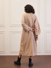 Women Beige Front Open Balloon Sleeve Shrug-SFJCKT60319