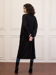 Women Black Front Open Balloon Sleeve Shrug-SFJCKT60321
