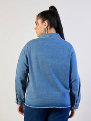 Women Blue Blast Sequins Patch Pocket Denim Jacket-SFJCKT60338