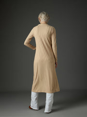 Women Beige Ribed Front Open Shrug-SFJCKT60340