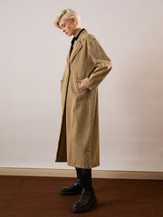 Women Beige Washed Denim Over Coat-SFJCKT60352