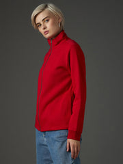 Women Red Fleece Front Zipper Regular Fit Jacket-SFJCKT60360
