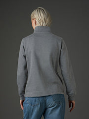 Women Dark Grey Fleece Front Zipper Jacket-SFJCKT60363