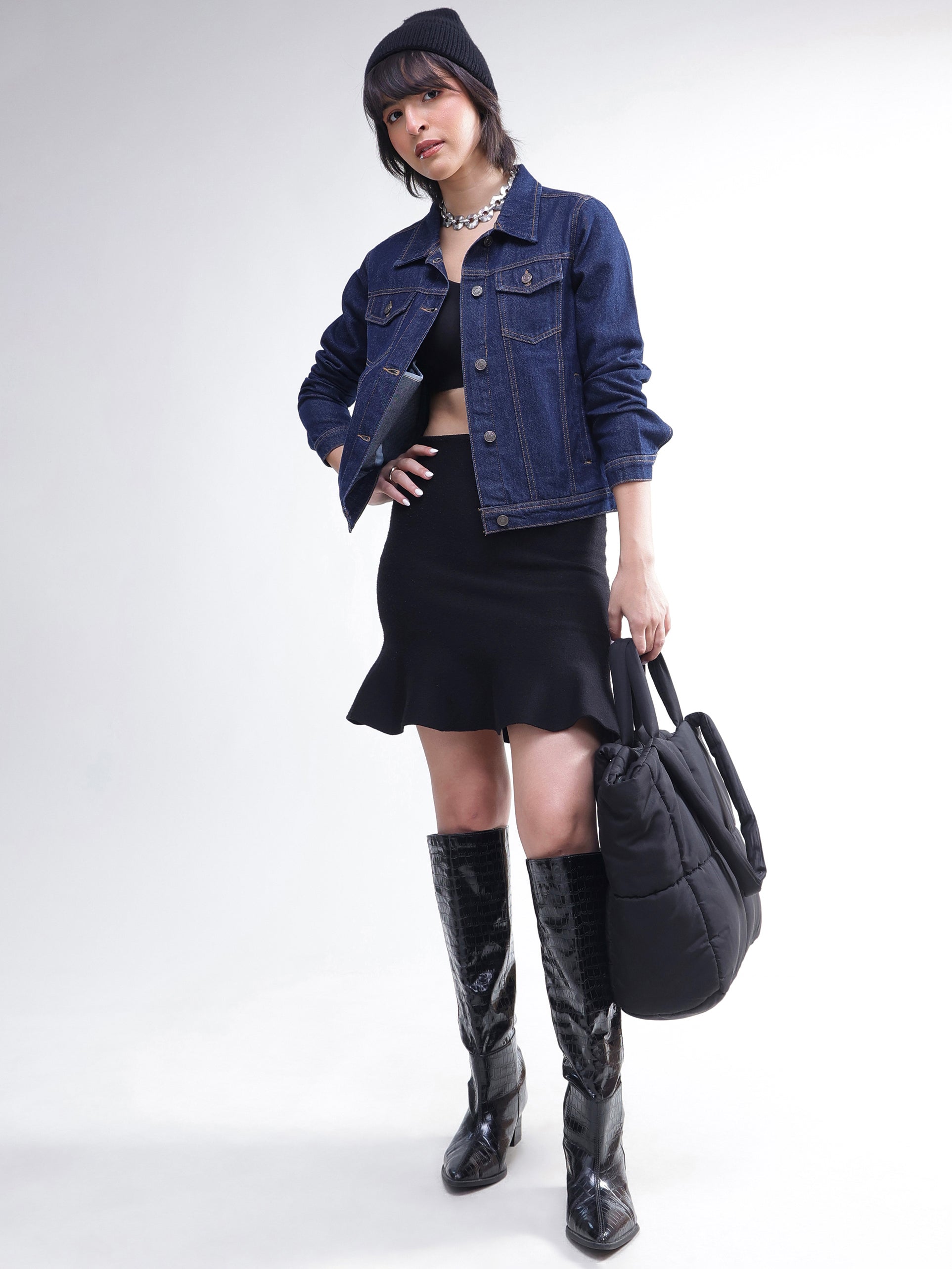 DesiQlo Navy Denim Regular Jacket - Navy Blue