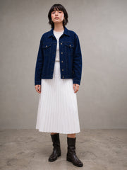 Women Navy Wash Denim Oversized Jacket