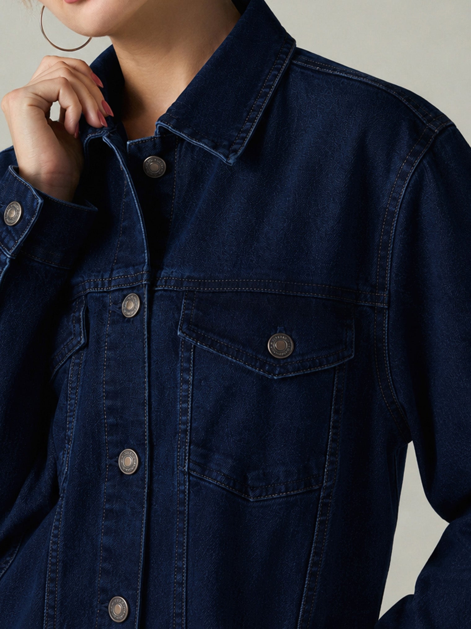 DesiQlo Navy Wash Denim Oversized Jacket - Navy Blue