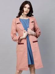Women Solid Pink Full Sleeve Jacket