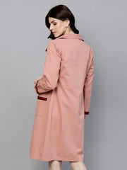 Women Solid Pink Full Sleeve Jacket