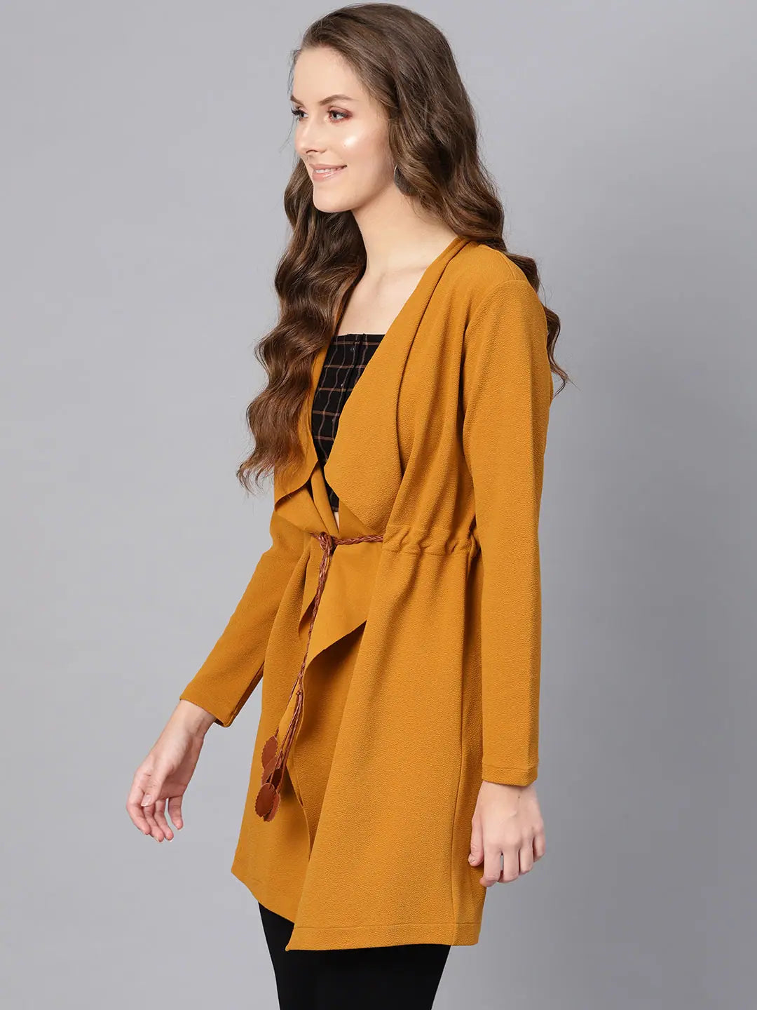 Mustard Waterfall Shrug - Women's Fashion Jackets and Coats