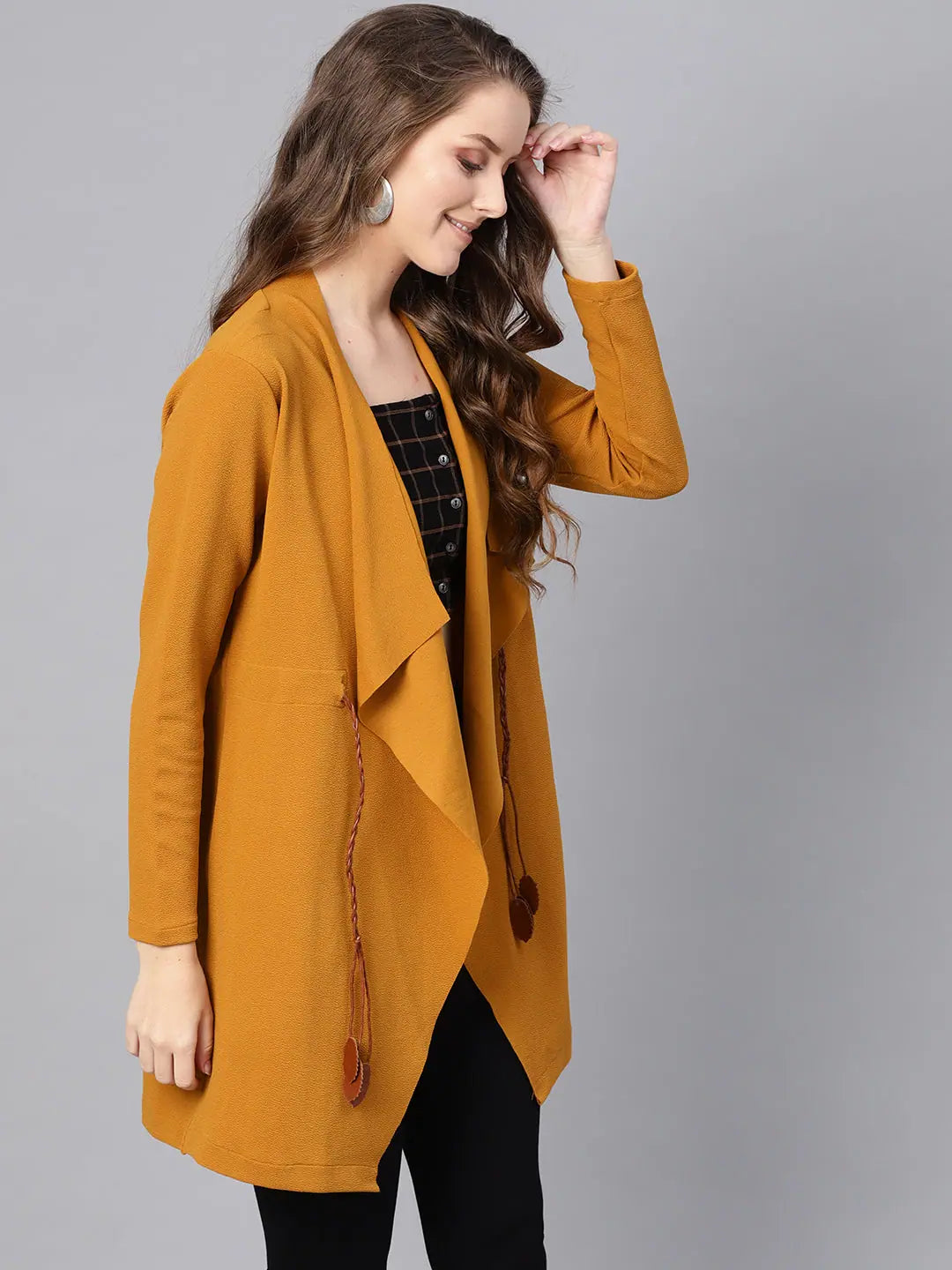 Mustard Waterfall Shrug - Women's Fashion Jackets and Coats