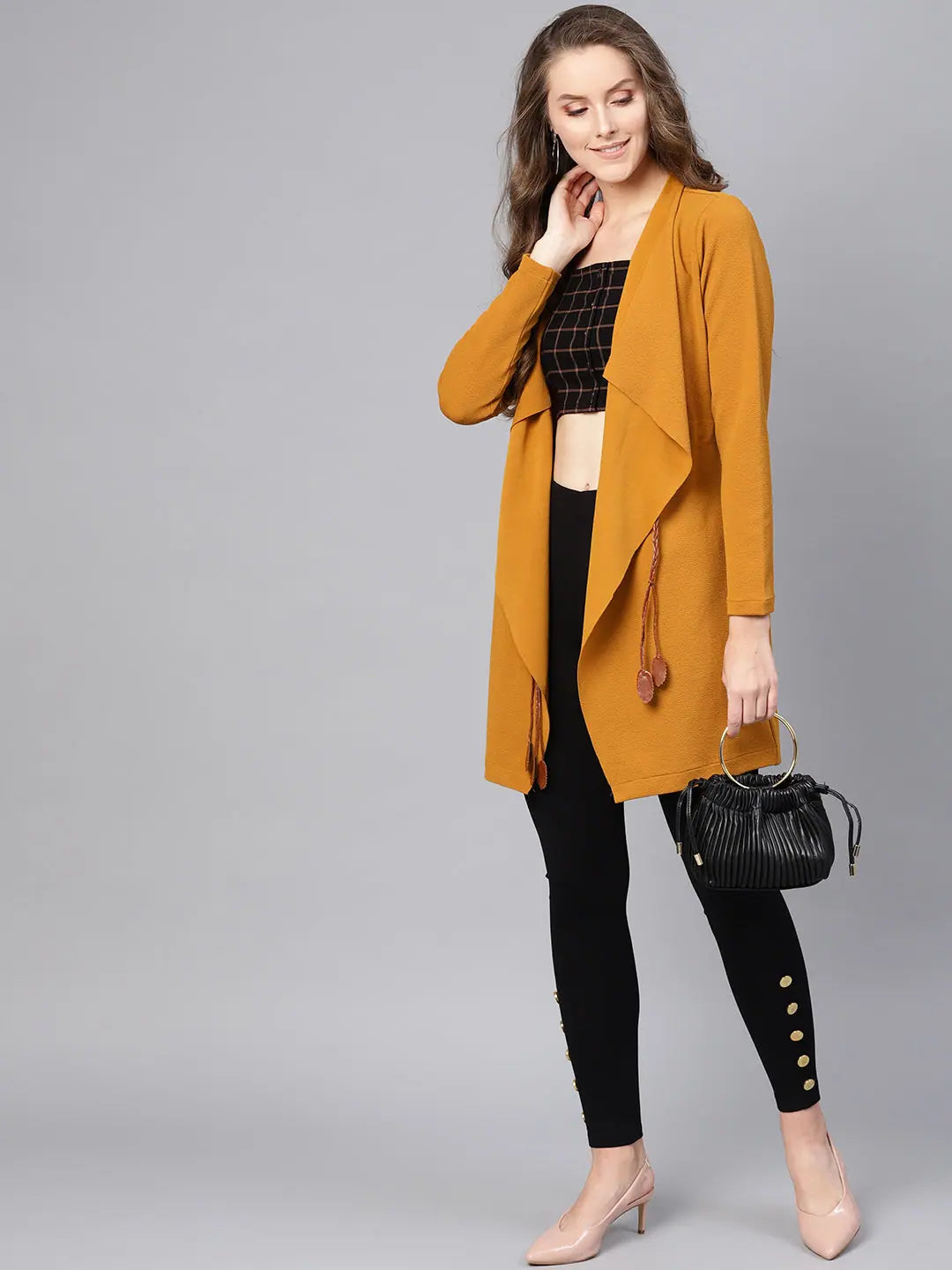 Mustard Waterfall Shrug - Women's Fashion Jackets and Coats