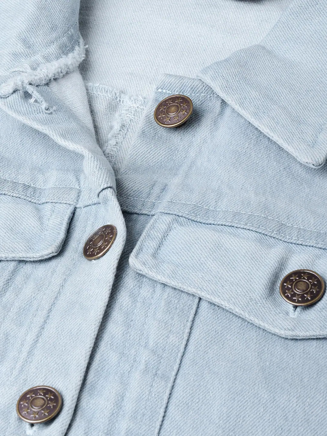 Blue Cropped Denim Jacket - Women's Fashion Outerwear