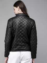Women Solid Black Full Sleeve Jacket